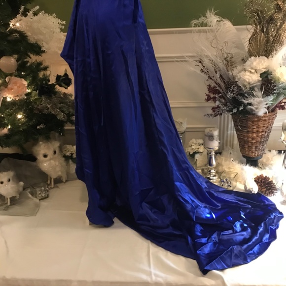 Prom Hi low Royal blue sequins Cocktail party homecoming prom dress - Picture 6 of 8